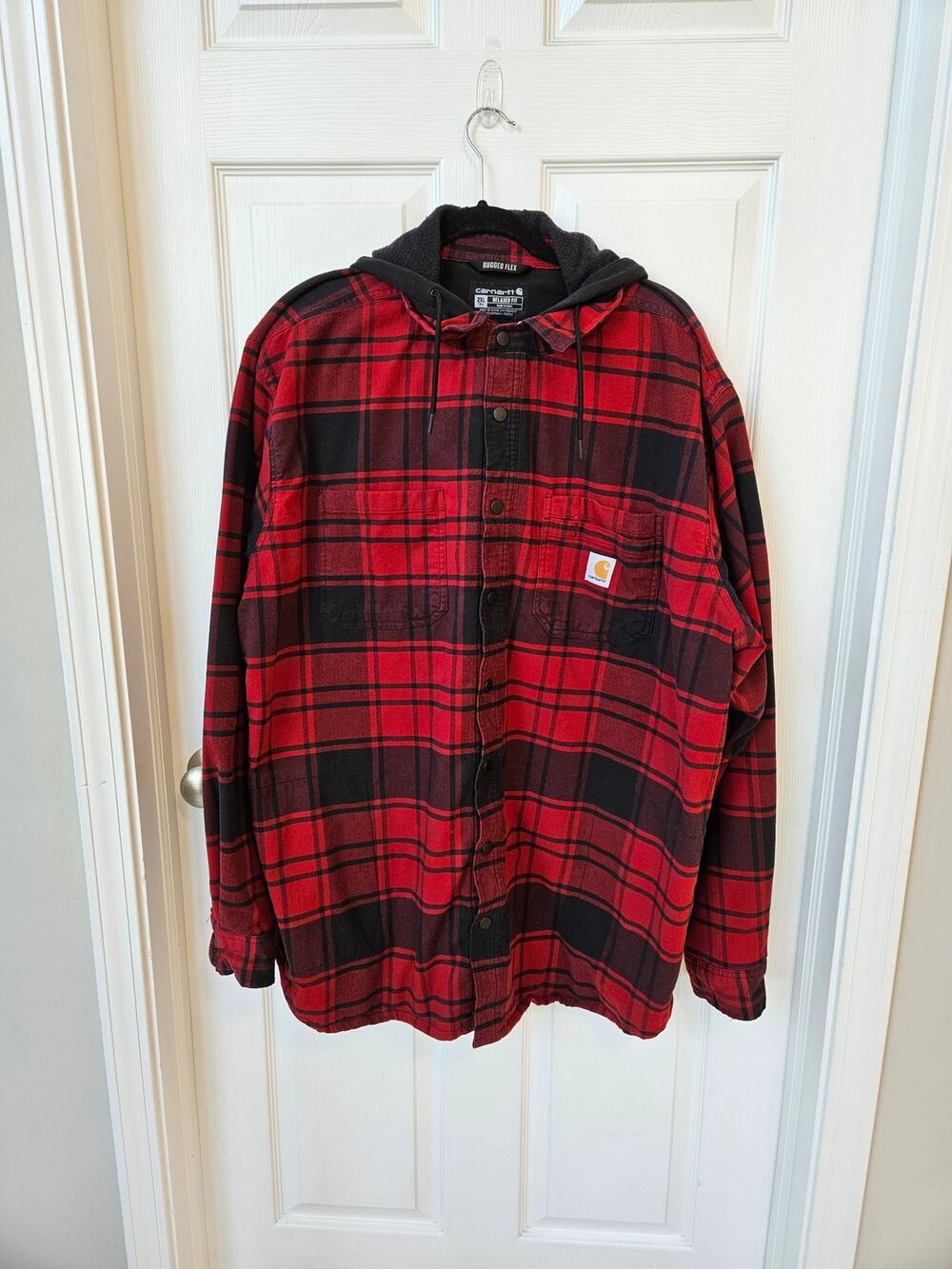 Carhartt Rugged Flex Relaxed Fit Hooded Plaid Shirt Jacket 2XLT Fleece Lined